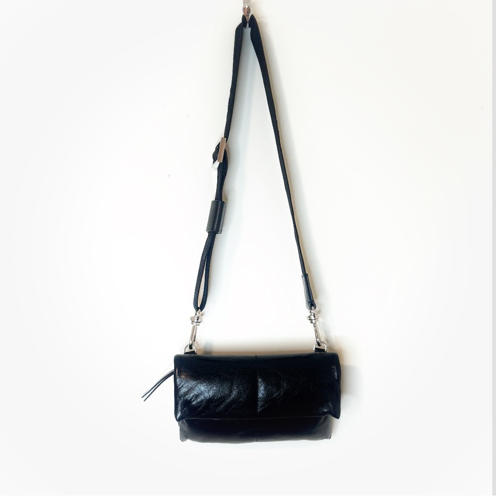 ALL SAINTS Ezra Quilted Crossbody in Black Cracked Leather